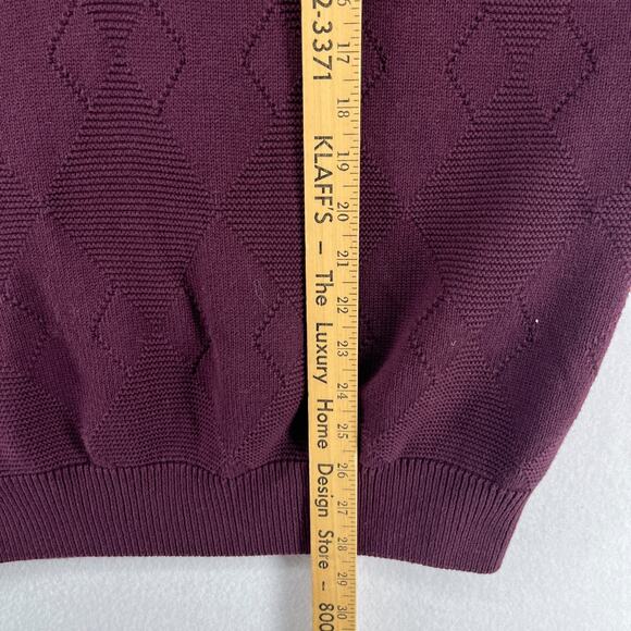 ALEX CANNON Sweater Mens XL 1/4 Zip Jumper Argyle Cotton Pullover Maroon - Picture 13 of 14